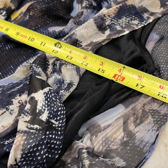 Aidan‎ Mattox Silk Blouson Mini Dress | Blue Grey Black | Size 14 | Excellent - Picture 9 of 15